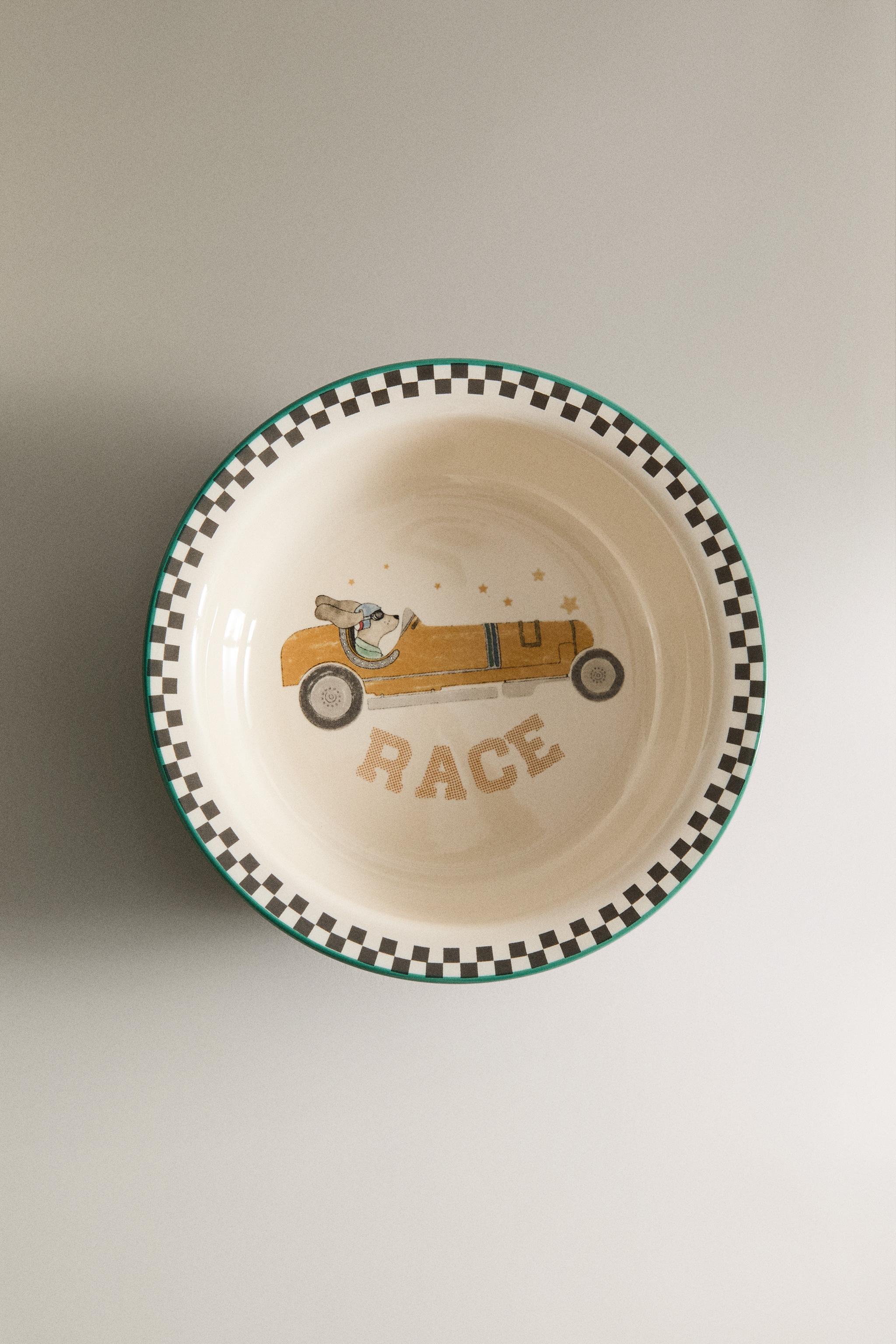 CHILDREN'S CERAMIC RACING DOG BOWL